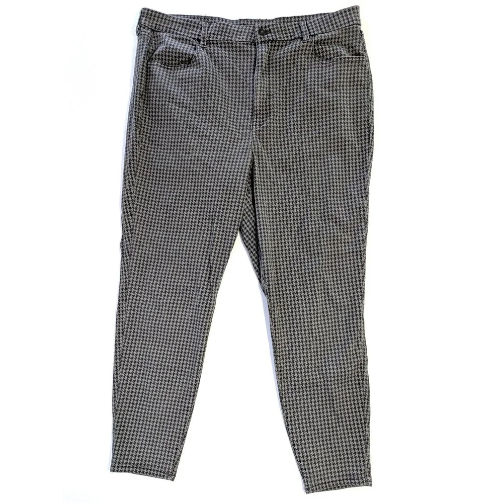 American Eagle Houndstooth Next Level Stretch Pants Women's 20 Regular B&W 39x29